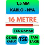 Öznur 1,5 mm Nya Kablo Metre Seçenekli (Kırmızı) - 16 METRE