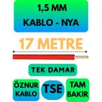 Öznur 1,5 mm Nya Kablo Metre Seçenekli (Kırmızı) - 17 METRE