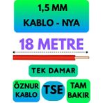 Öznur 1,5 mm Nya Kablo Metre Seçenekli (Kırmızı) - 18 METRE