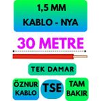 Öznur 1,5 mm Nya Kablo Metre Seçenekli (Kırmızı) - 30 METRE