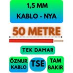Öznur 1,5 mm Nya Kablo Metre Seçenekli (Kırmızı) - 50 METRE