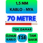 Öznur 1,5 mm Nya Kablo Metre Seçenekli (Kırmızı) - 70 METRE