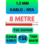 Öznur 1,5 mm Nya Kablo Metre Seçenekli (Kırmızı) - 8 METRE