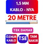 Öznur 1,5 mm Nya Kablo Metre Seçenekli (Mavi) - 20 METRE