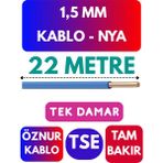 Öznur 1,5 mm Nya Kablo Metre Seçenekli (Mavi) - 22 METRE