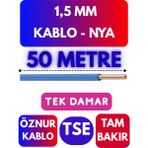 Öznur 1,5 mm Nya Kablo Metre Seçenekli (Mavi) - 50 METRE