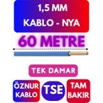 Öznur 1,5 mm Nya Kablo Metre Seçenekli (Mavi) - 60 METRE