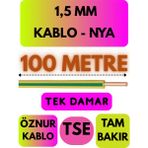 Öznur 1,5 mm Nya Kablo Metre Seçenekli (Sarı-Yeşil) - 100 METRE