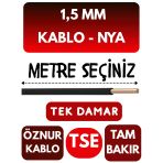 Öznur 1,5 Mm Nya Kablo Metre Seçenekli (Siyah)