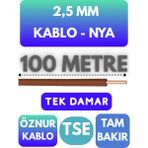 Öznur 2,5 mm Nya Kablo Metre Seçenekli (Kahverengi) - 100 METRE