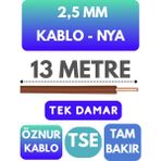Öznur 2,5 mm Nya Kablo Metre Seçenekli (Kahverengi) - 13 METRE