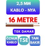 Öznur 2,5 mm Nya Kablo Metre Seçenekli (Kahverengi) - 16 METRE