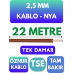 Öznur 2,5 mm Nya Kablo Metre Seçenekli (Kahverengi) - 22 METRE