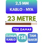 Öznur 2,5 mm Nya Kablo Metre Seçenekli (Kahverengi) - 23 METRE