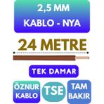 Öznur 2,5 mm Nya Kablo Metre Seçenekli (Kahverengi) - 24 METRE