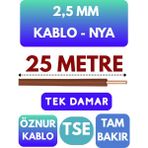 Öznur 2,5 mm Nya Kablo Metre Seçenekli (Kahverengi) - 25 METRE