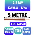 Öznur 2,5 mm Nya Kablo Metre Seçenekli (Kahverengi) - 5 METRE