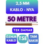 Öznur 2,5 mm Nya Kablo Metre Seçenekli (Kahverengi) - 50 METRE