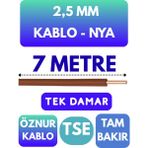 Öznur 2,5 mm Nya Kablo Metre Seçenekli (Kahverengi) - 7 METRE
