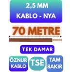 Öznur 2,5 mm Nya Kablo Metre Seçenekli (Kahverengi) - 70 METRE