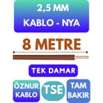 Öznur 2,5 mm Nya Kablo Metre Seçenekli (Kahverengi) - 8 METRE