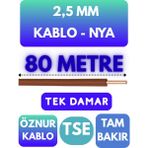 Öznur 2,5 mm Nya Kablo Metre Seçenekli (Kahverengi) - 80 METRE