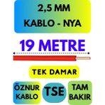 Öznur 2,5 mm Nya Kablo Metre Seçenekli (Kırmızı) - 19 METRE
