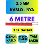 Öznur 2,5 mm Nya Kablo Metre Seçenekli (Kırmızı) - 6 METRE
