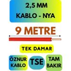 Öznur 2,5 mm Nya Kablo Metre Seçenekli (Kırmızı) - 9 METRE