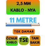 Öznur 2,5 mm Nya Kablo Metre Seçenekli (Mavi) - 11 METRE