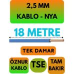 Öznur 2,5 mm Nya Kablo Metre Seçenekli (Mavi) - 18 METRE
