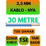 Öznur 2,5 mm Nya Kablo Metre Seçenekli (Mavi) - 30 METRE