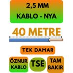 Öznur 2,5 mm Nya Kablo Metre Seçenekli (Mavi) - 40 METRE