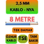 Öznur 2,5 mm Nya Kablo Metre Seçenekli (Mavi) - 8 METRE