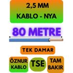 Öznur 2,5 mm Nya Kablo Metre Seçenekli (Mavi) - 80 METRE