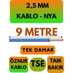 Öznur 2,5 mm Nya Kablo Metre Seçenekli (Mavi) - 9 METRE