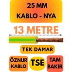 Öznur 25 mm Nya Kablo Metre Seçenekli (Sarı-Yeşil) - 13 METRE