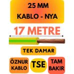 Öznur 25 mm Nya Kablo Metre Seçenekli (Sarı-Yeşil) - 17 METRE