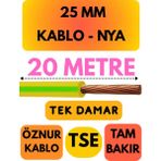 Öznur 25 mm Nya Kablo Metre Seçenekli (Sarı-Yeşil) - 20 METRE