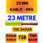 Öznur 25 mm Nya Kablo Metre Seçenekli (Sarı-Yeşil) - 23 METRE