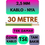 Öznur 2,5 mm Nya Kablo Metre Seçenekli (Sarı-Yeşil) - 30 METRE