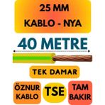 Öznur 25 mm Nya Kablo Metre Seçenekli (Sarı-Yeşil) - 40 METRE