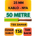 Öznur 25 mm Nya Kablo Metre Seçenekli (Sarı-Yeşil) - 50 METRE
