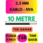 Öznur 2,5 mm Nya Kablo Metre Seçenekli (Siyah) - 10 METRE