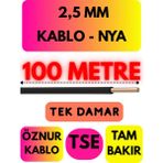 Öznur 2,5 mm Nya Kablo Metre Seçenekli (Siyah) - 100 METRE
