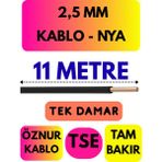 Öznur 2,5 mm Nya Kablo Metre Seçenekli (Siyah) - 11 METRE