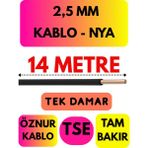 Öznur 2,5 mm Nya Kablo Metre Seçenekli (Siyah) - 14 METRE