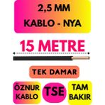 Öznur 2,5 mm Nya Kablo Metre Seçenekli (Siyah) - 15 METRE