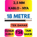 Öznur 2,5 mm Nya Kablo Metre Seçenekli (Siyah) - 18 METRE