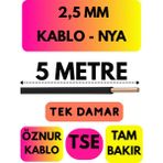 Öznur 2,5 mm Nya Kablo Metre Seçenekli (Siyah) - 5 METRE